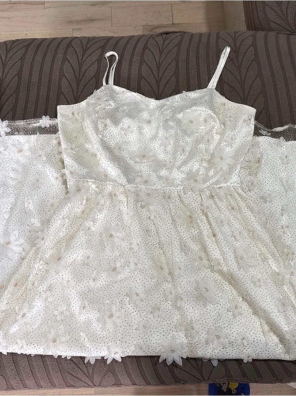 White Floral Lace Spaghetti Strap Women’s Dress